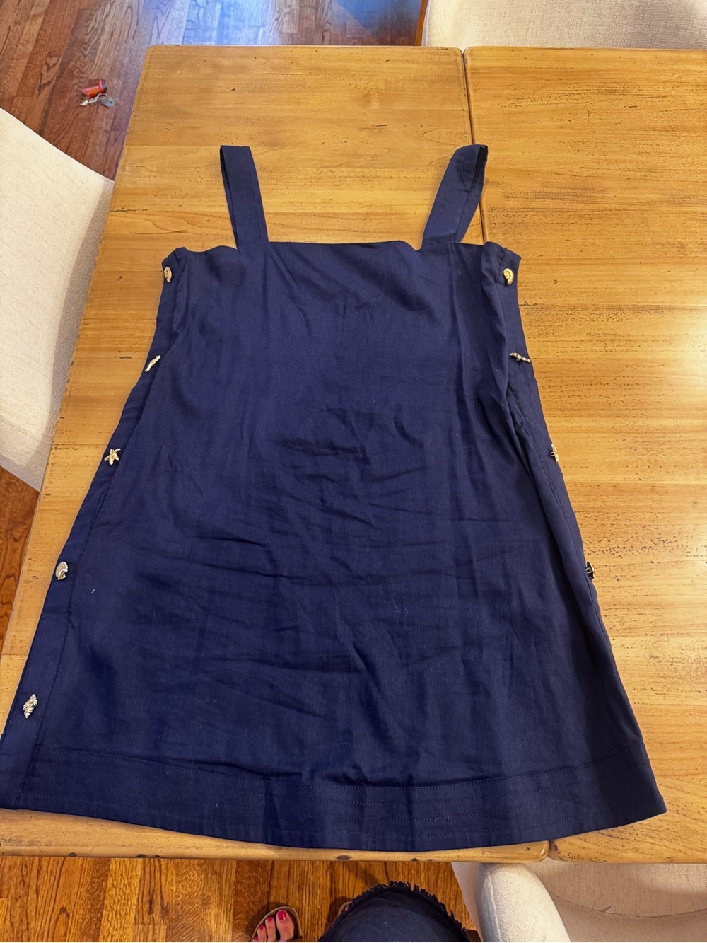 La Blanca Navy Button-Side Mini Dress